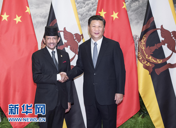 9月13日，國家主席習(xí)近平在北京人民大會堂同文萊蘇丹哈桑納爾舉行會談。 新華社記者 李濤 攝