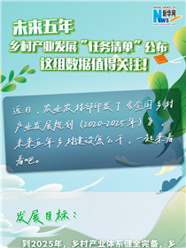 未來五年鄉(xiāng)村產(chǎn)業(yè)發(fā)展&ldquo;任務(wù)清單&rdquo;公布 這組數(shù)據(jù)值得關(guān)注！
