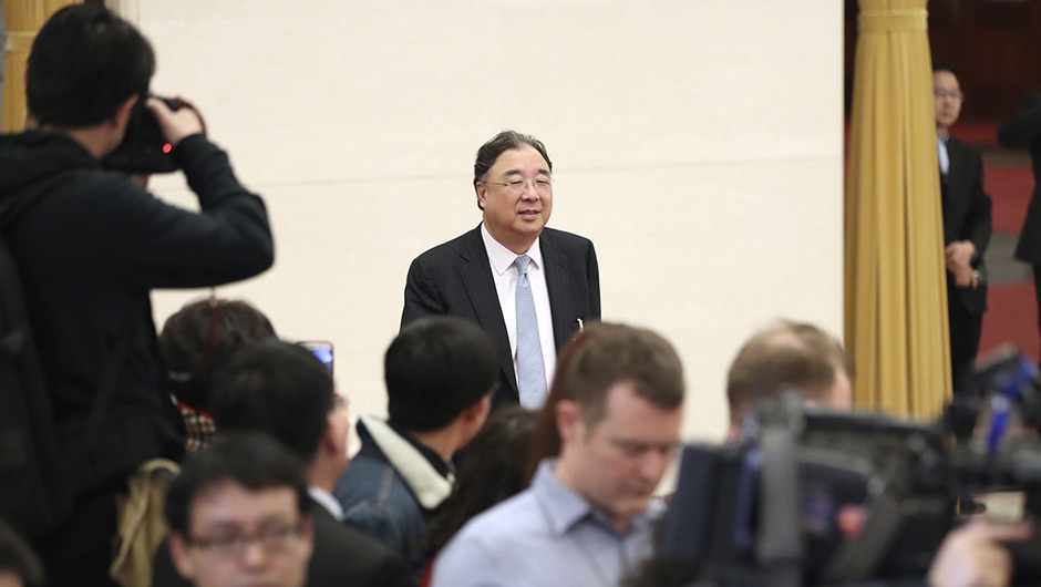 馬曉偉步入&ldquo;部長通道&rdquo;，準(zhǔn)備接受采訪