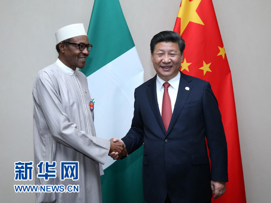 12月4日，國家主席習(xí)近平在約翰內(nèi)斯堡會見尼日利亞總統(tǒng)布哈里。 新華社記者 龐興雷 攝 