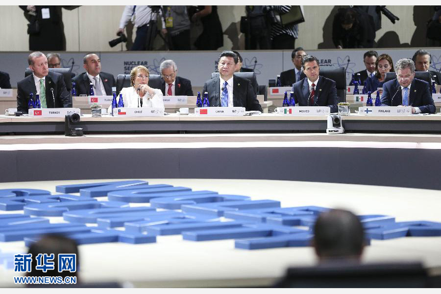 4月1日，第四屆核安全峰會(huì)在美國首都華盛頓舉行。國家主席習(xí)近平出席并發(fā)表題為《加強(qiáng)國際核安全體系，推進(jìn)全球核安全治理》的重要講話。新華社記者蘭紅光攝