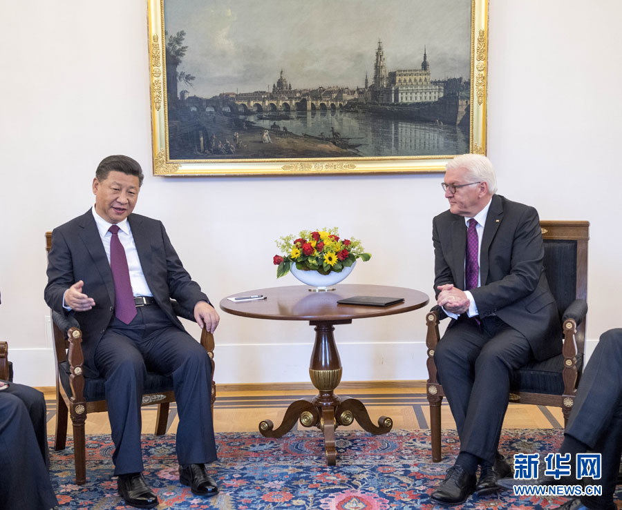 7月5日，國家主席習(xí)近平在柏林會(huì)見德國總統(tǒng)施泰因邁爾。 新華社記者李學(xué)仁 攝